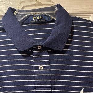 Polo by Ralph Lauren Navy and White Striped Cotton Polo